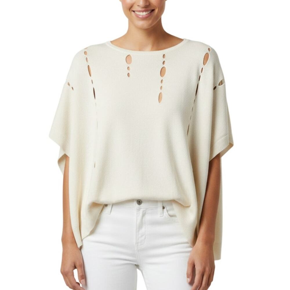 One Grey Day Pruitt Pullover White Distressed Women Size Small NWT